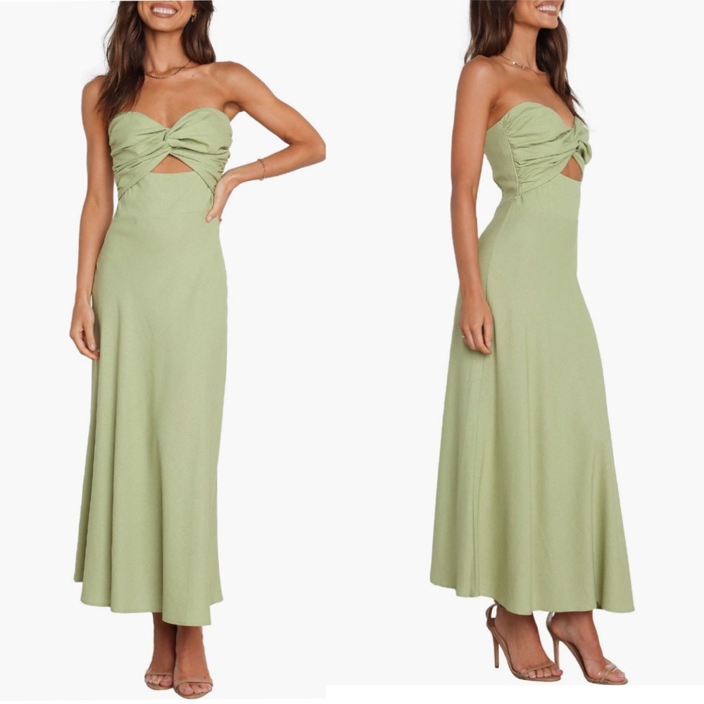Petal & Pup Rosetta Strapless Green Dress
